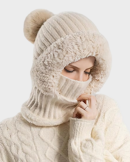 Thick Warm Knit Beanie with Pom Pom for Winter