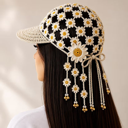 ☀ 🌻 Knitted Sunflower Hollow-Out Baseball Cap