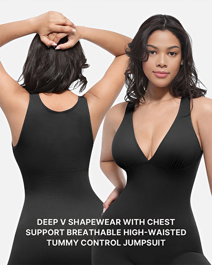 Deep V Tummy Control Sculpting Jumpsuit