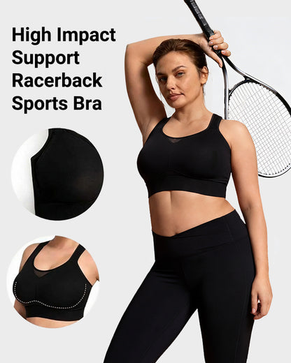 High Impact Racerback Sports Bra Full Coverage for Yoga and Training