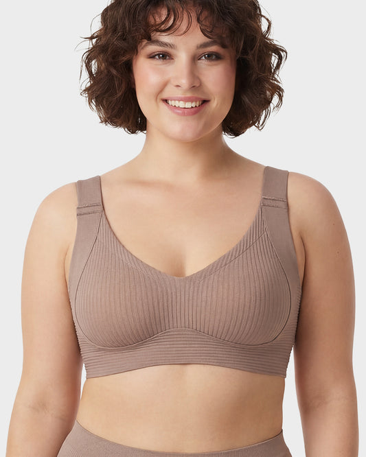 ️Women's Ribbed Push Up Adjustable Wireless Bra