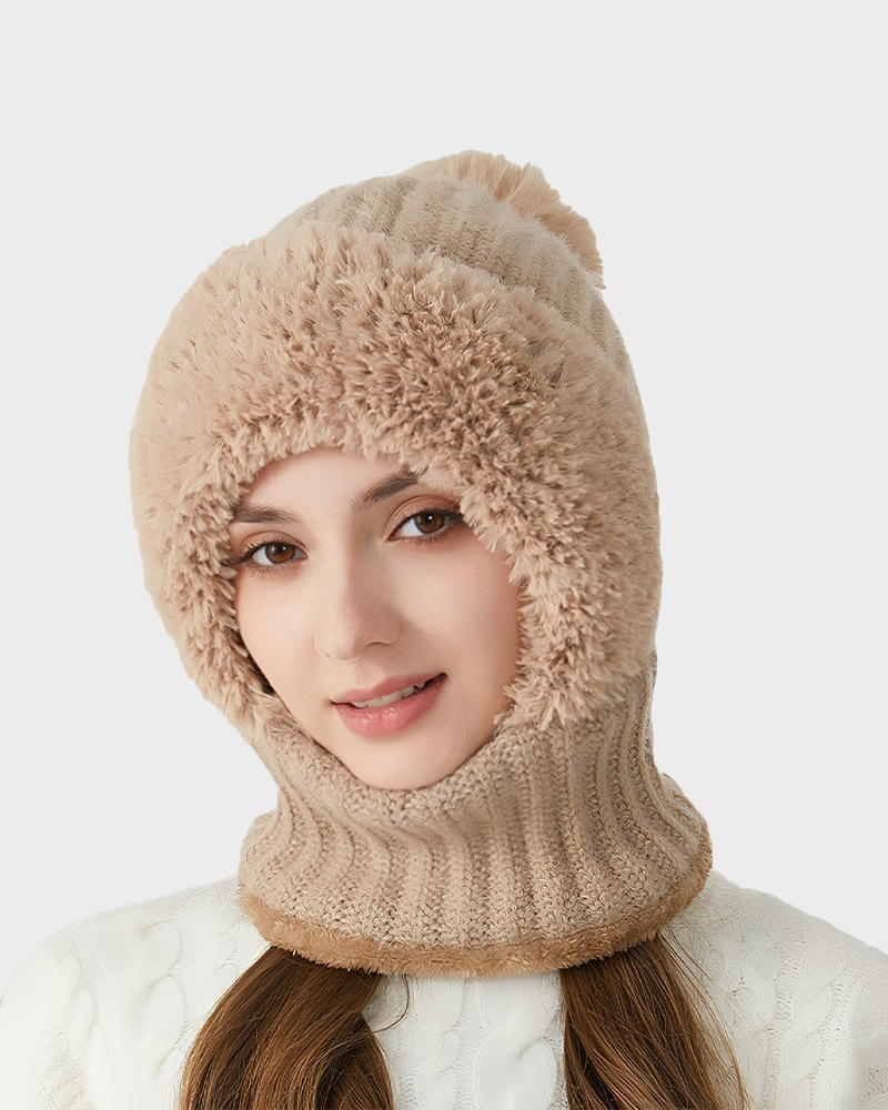 Thick Warm Knit Beanie with Pom Pom for Winter