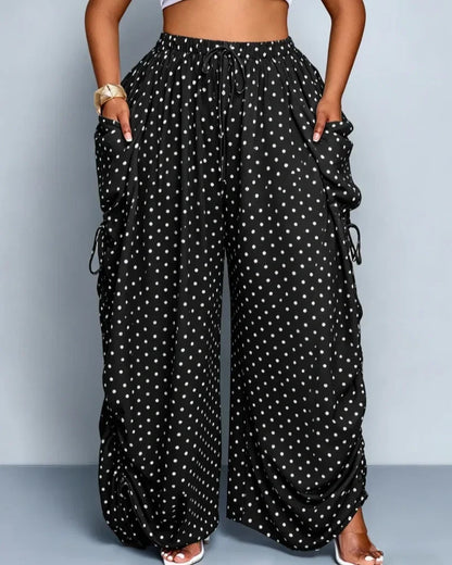 Women's Casual Loose-Fit Wide Leg Pants, All-Season Woven Fabric, Daily Commute