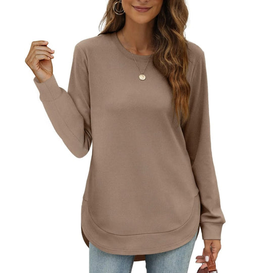 Women's Sweatshirt Crewneck Curved Hem