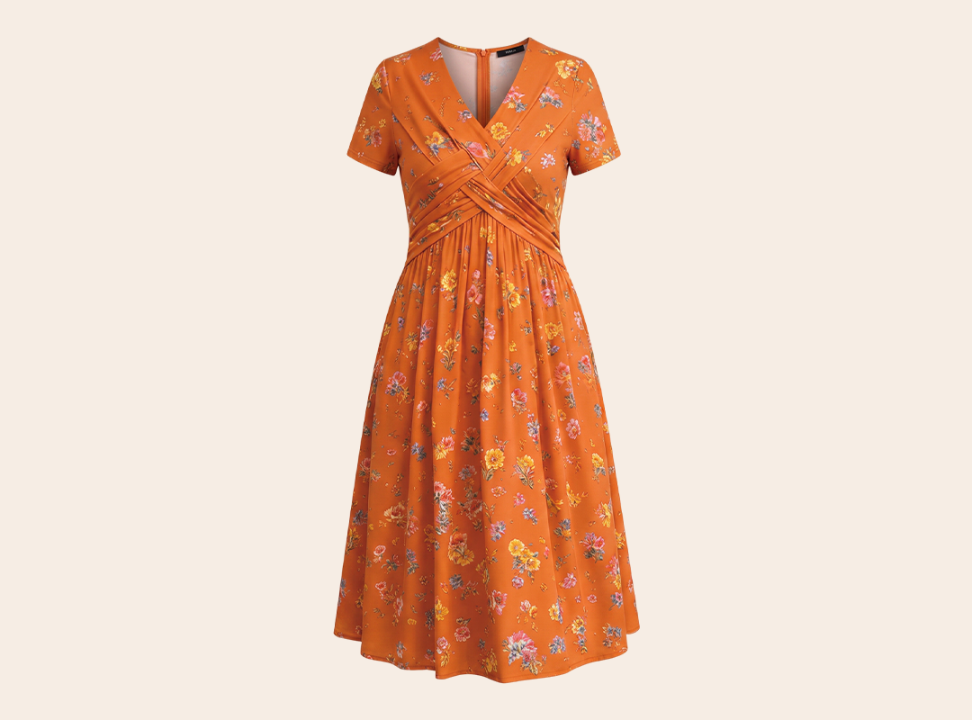 Orange floral dress