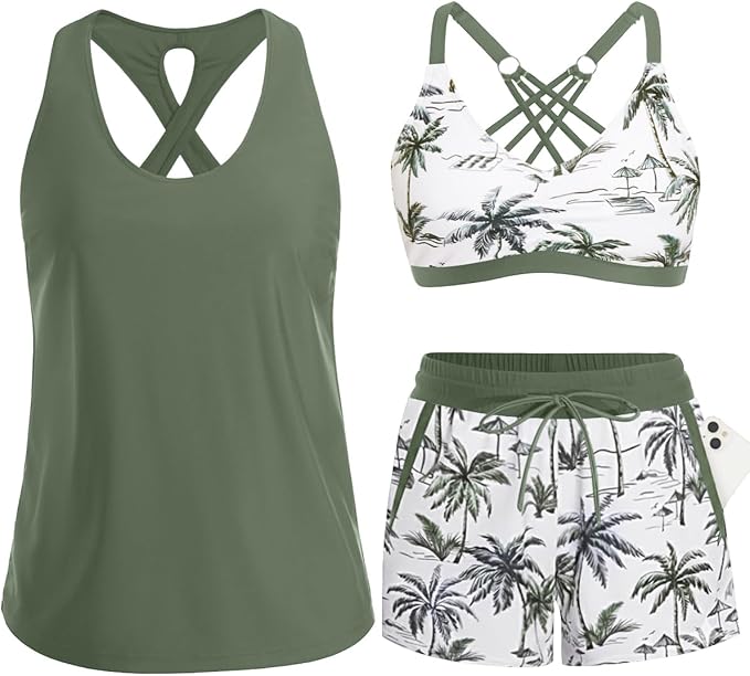 ⏰LAST DAY 50% OFF - 3 Piece Tankini with Shorts 🔥