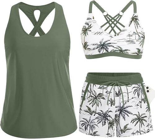 ⏰LAST DAY 50% OFF - 3 Piece Tankini with Shorts 🔥