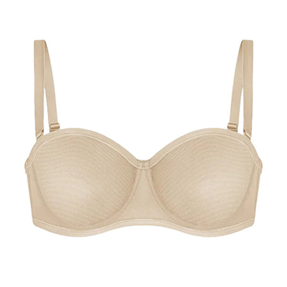 Strapless Mesh Underwire Balconette Bra