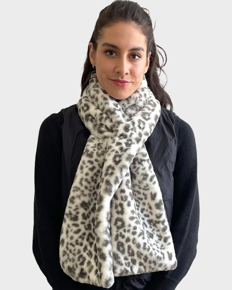 Faux Fur Pull-Through Scarf with Zipper Pocket