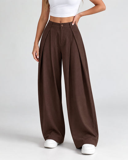 Women's Vintage Wide Leg Pants Elastic Waist Loose