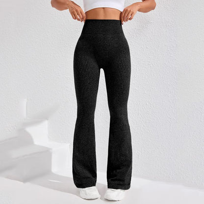High Waisted Threaded Horn Yoga Pants, Hip Lifting Fitness Pants