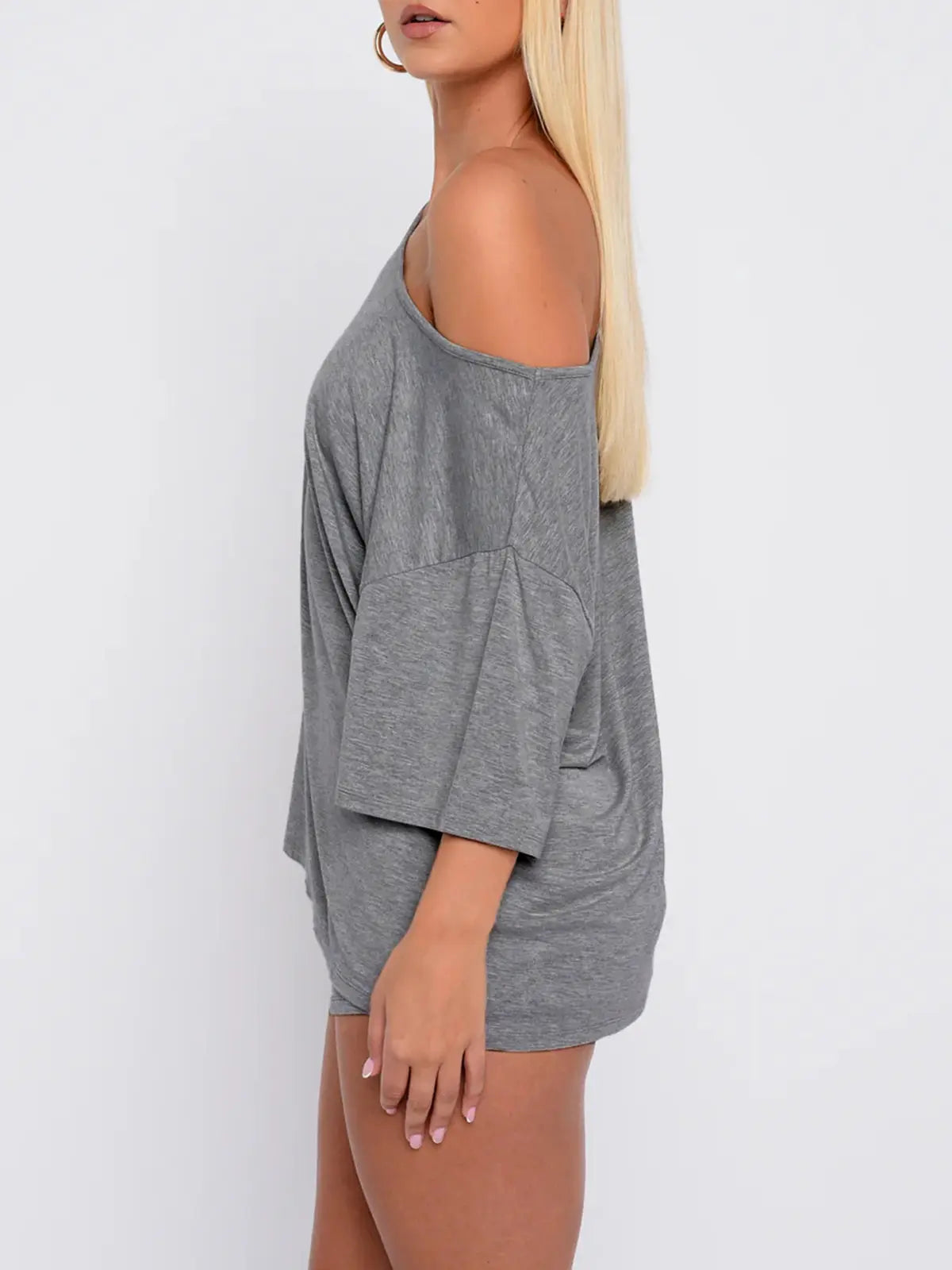 Off Shoulder Top and Fitted Shorts Lounge Set