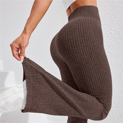 High Waisted Threaded Horn Yoga Pants, Hip Lifting Fitness Pants