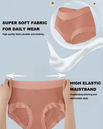 Silky High-Waist Seamless Briefs With Scalloped Edges (6 pack)