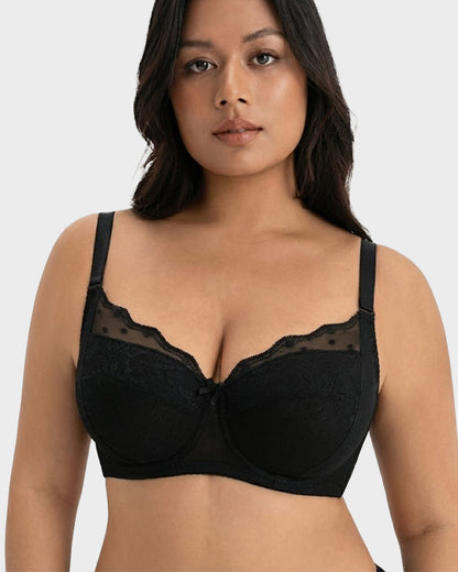 Polka Dot Lace Full-Coverage Minimizer Bra