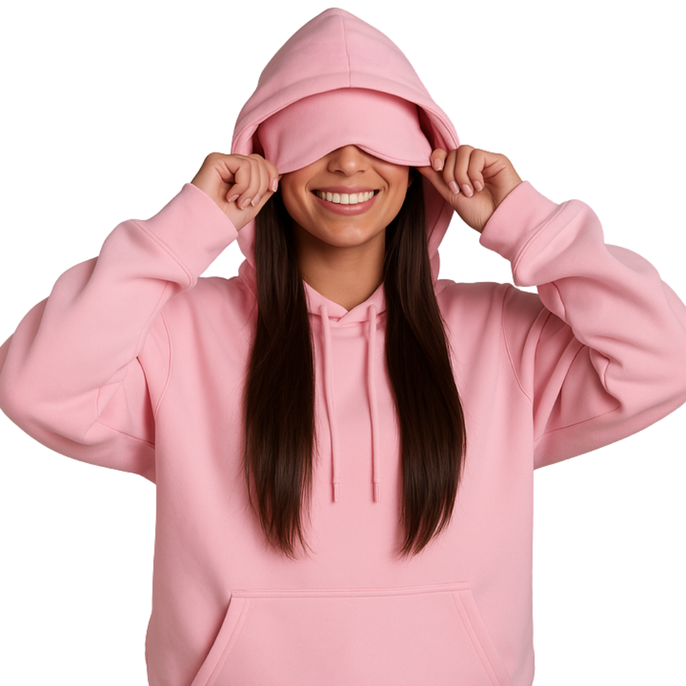 Airplane Model Travel Hoodie Eye Mask Built in Long Sleeve Oversized Sweatshirt