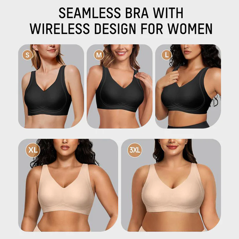 Seamless Full Coverage Wireless Push-Up Bra with Wide Straps