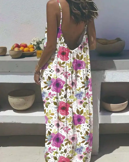 Women's Leopard Print Backless Cami Dress