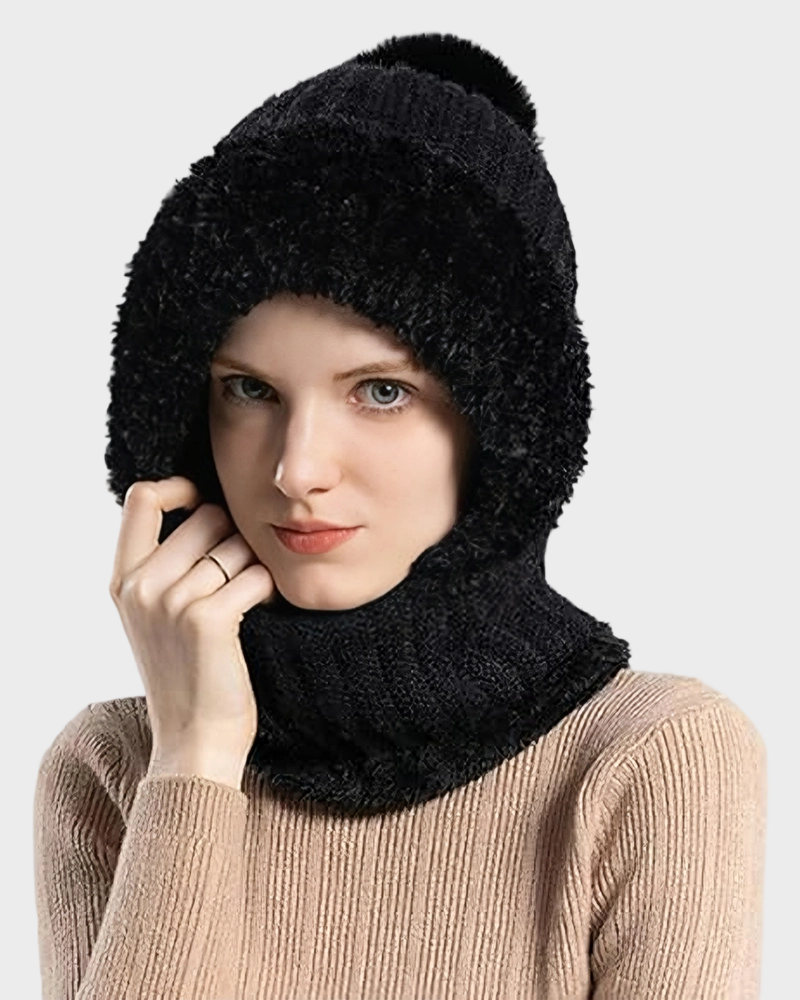 Thick Warm Knit Beanie with Pom Pom for Winter