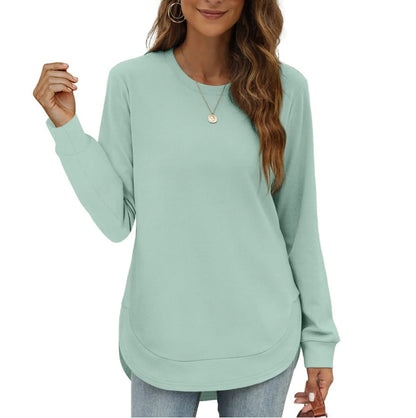 Women's Sweatshirt Crewneck Curved Hem
