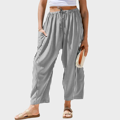Womens Wide Leg Gingham Striped Plaid Pants