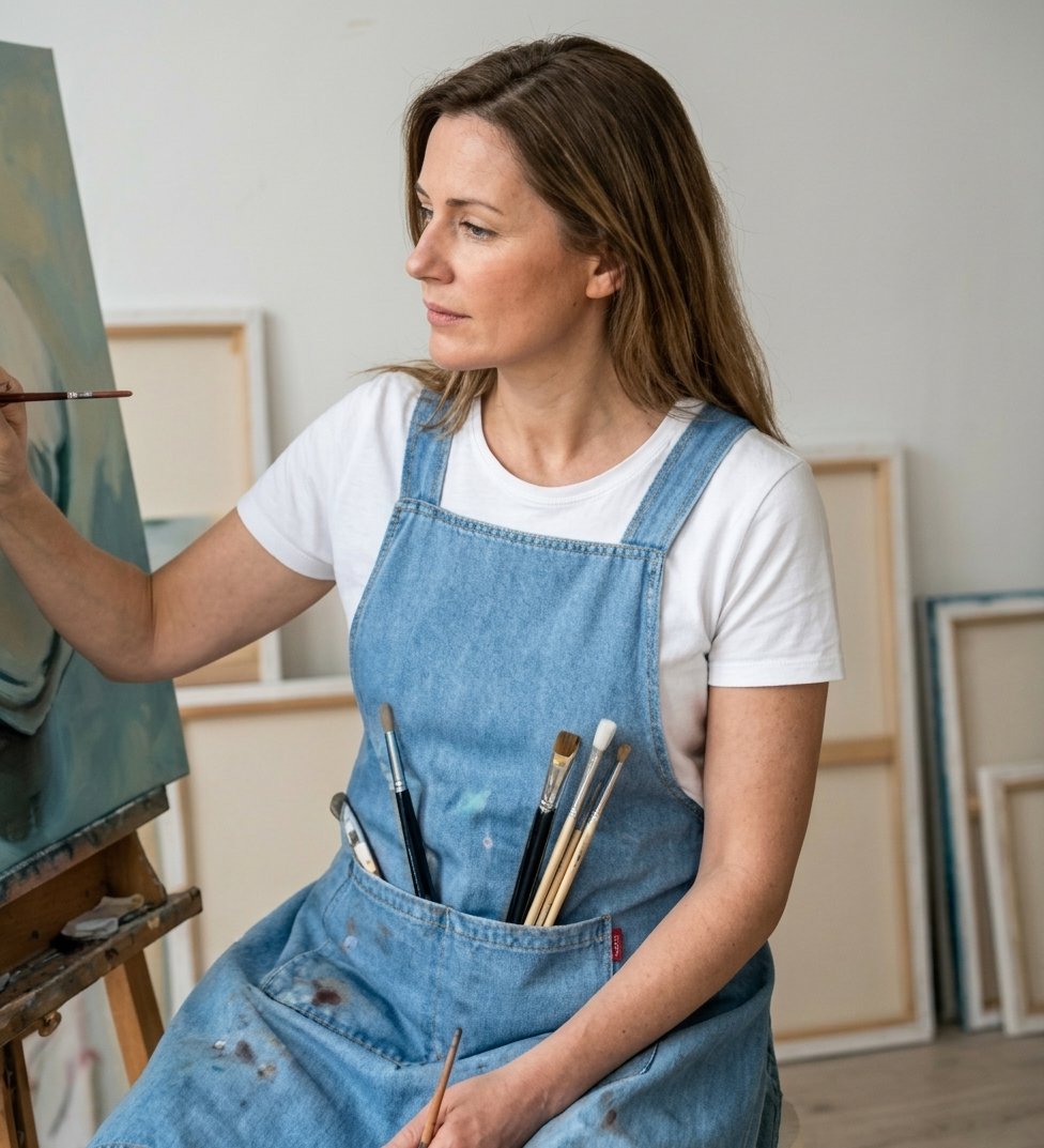 Ergonomic Cross-Back Denim Apron
