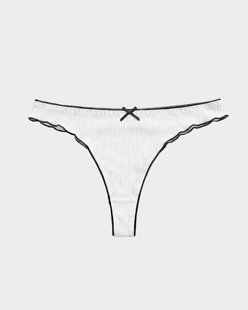 Women's Bow Low Waist Thong  Pack Ultra Soft Cotton（9 pack）