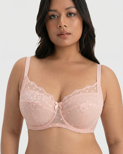 Polka Dot Lace Full-Coverage Minimizer Bra
