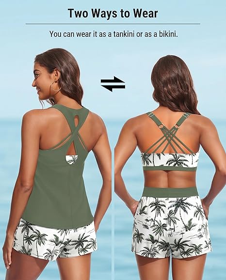 ⏰LAST DAY 50% OFF - 3 Piece Tankini with Shorts 🔥