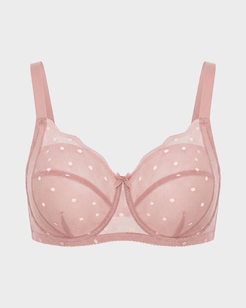 Polka Dot Lace Full-Coverage Minimizer Bra
