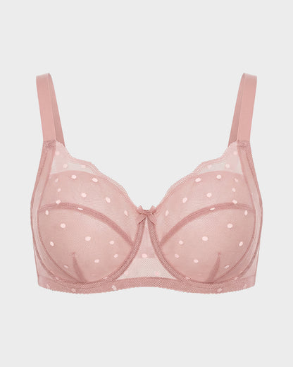 Polka Dot Lace Full-Coverage Minimizer Bra