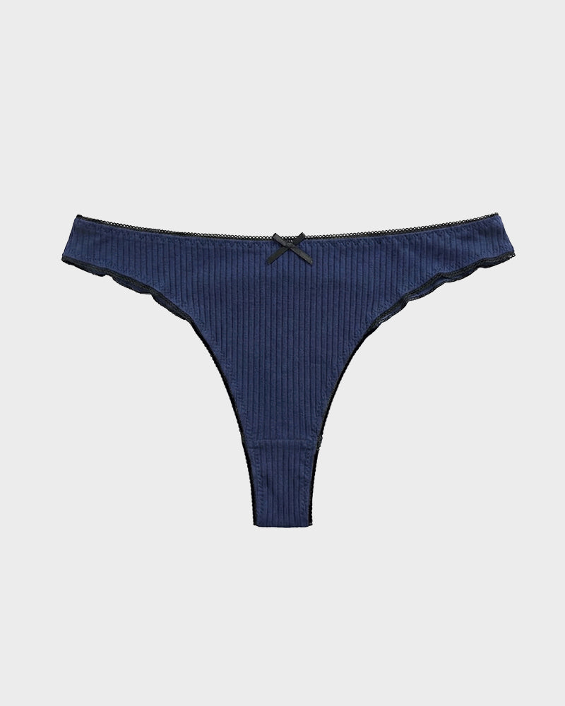 Women's Bow Low Waist Thong  Pack Ultra Soft Cotton（9 pack）