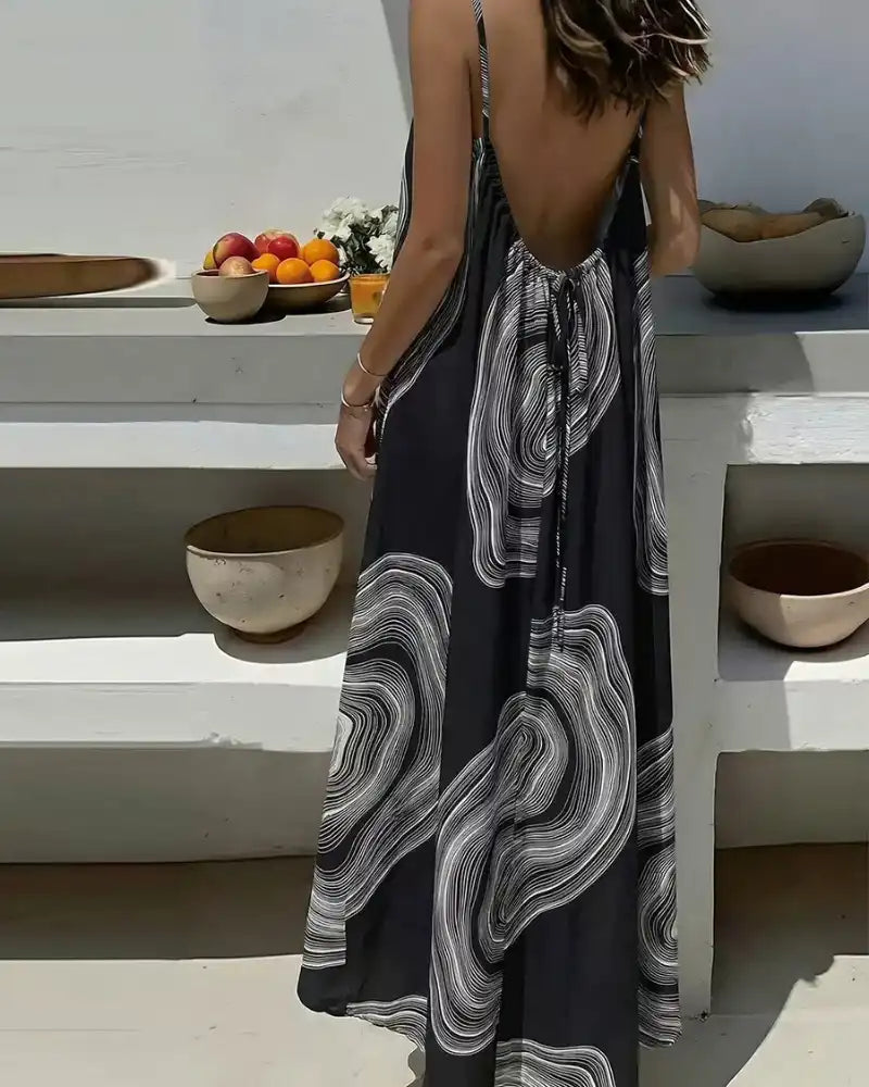 Women's Leopard Print Backless Cami Dress