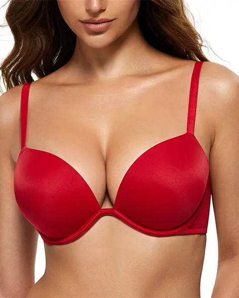A-Cup Friendly Elegant Deep V Push Up Bra with Flattering Shape