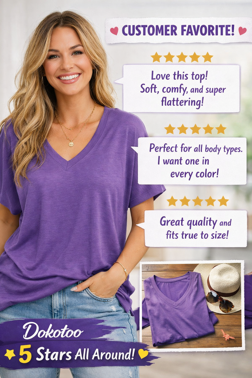 Women's Casual Summer V Neck Short Sleeve T Shirt Loose Fit Comfort Shirred Top