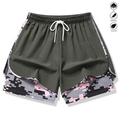 Womens Athletic Shorts with Built In Liner and Drawstring Waist