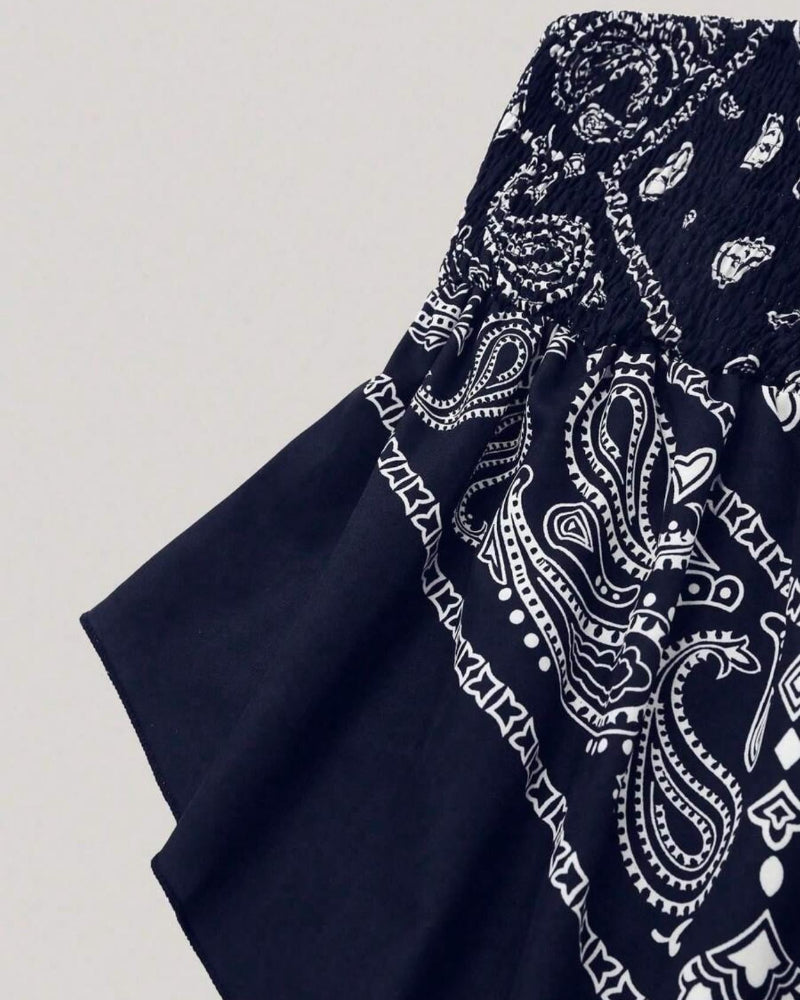 Boho Plus Size Ethnic Print Tube Top Asym Hem