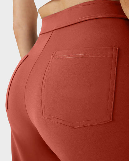 High-Waist Button Front Straight-Leg Pants