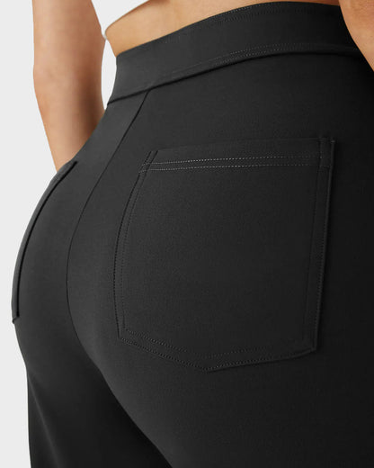 High-Waist Button Front Straight-Leg Pants