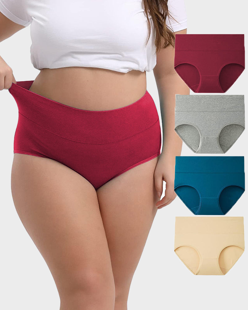High-Waisted Full Coverage Cotton Briefs(4 pack)