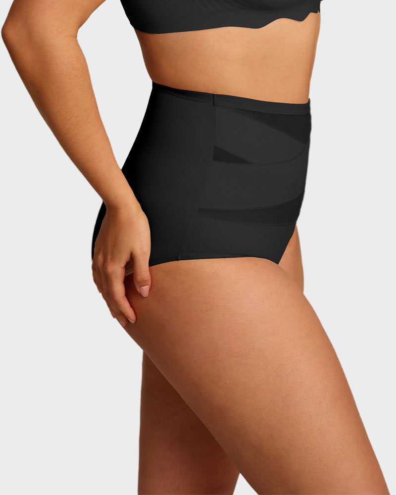 Plus-Size High-Waist Cross Tummy Control Panties (5 Pack)