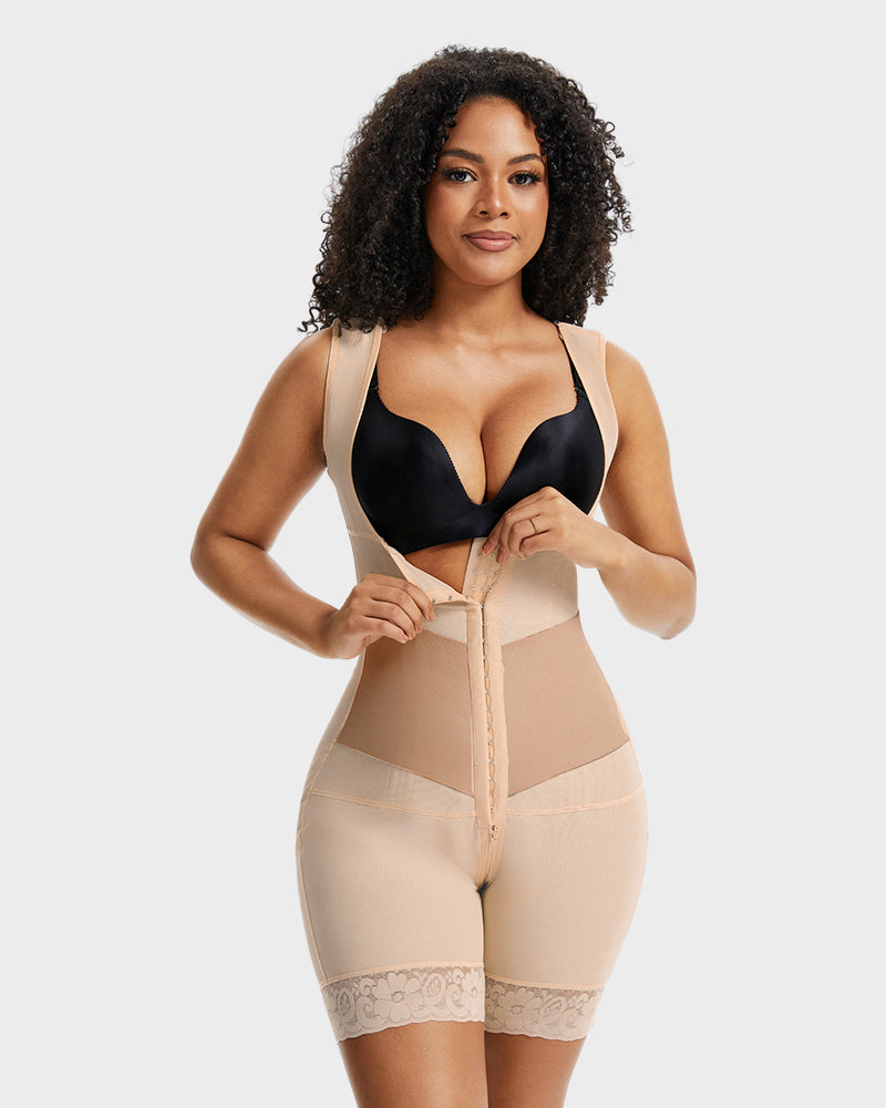 PowerMesh Double-Layer Open Bust Full Body Shaper