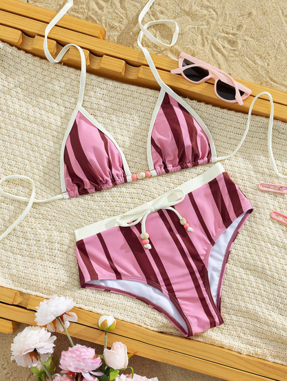 Retro Print Bikini Set – Flattering Two-Piece Swimwear