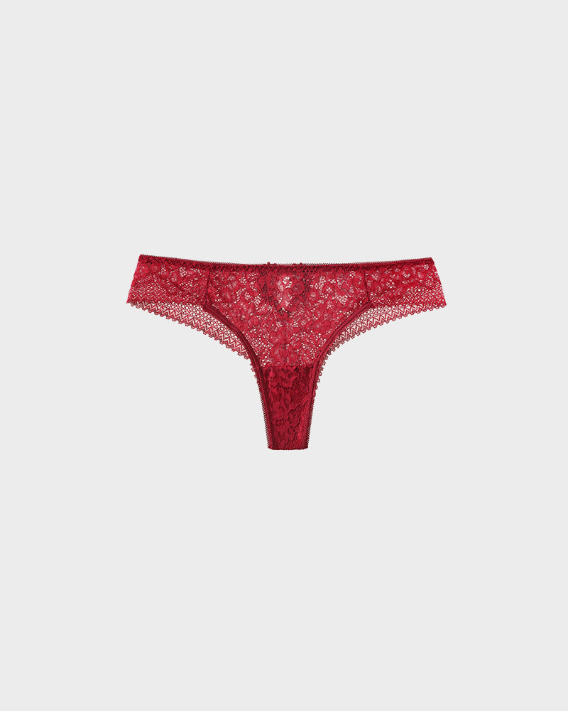 Floral Lace Cut-Out Thong Panties