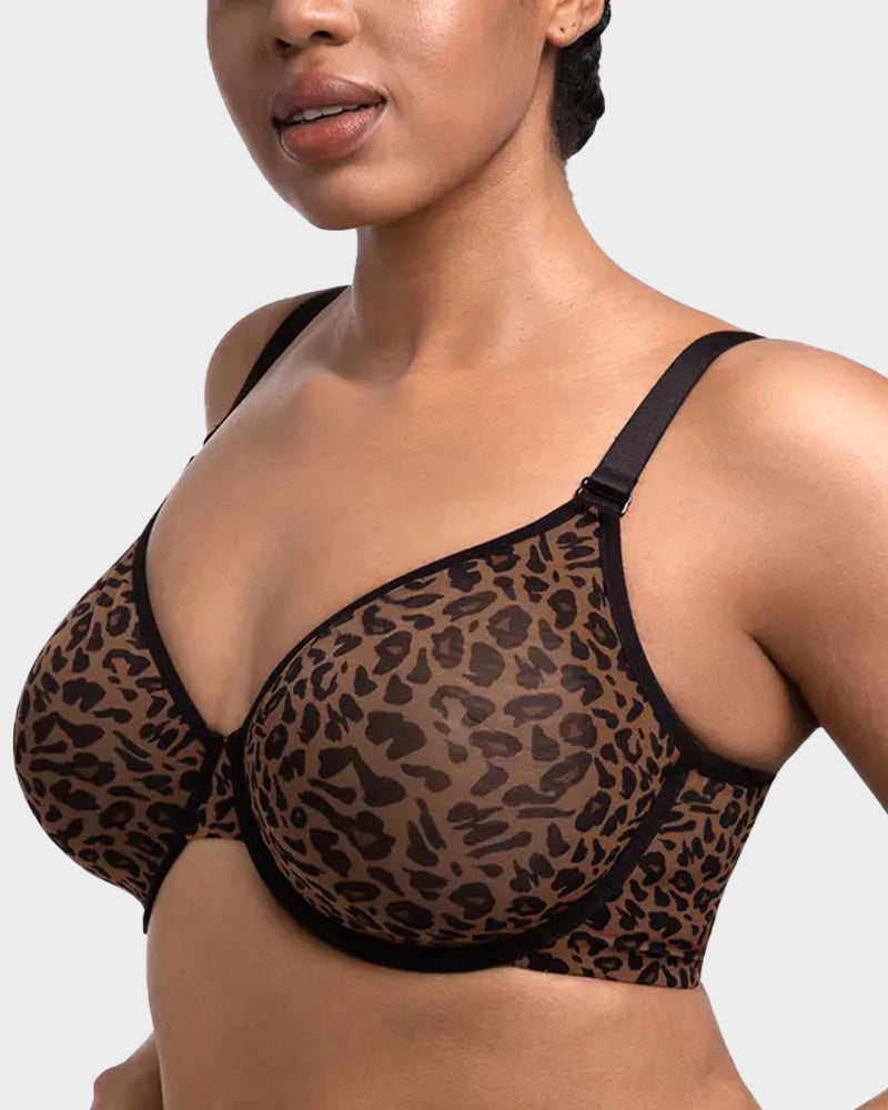 Sexy Sheer Zebra Mesh Underwire Bra