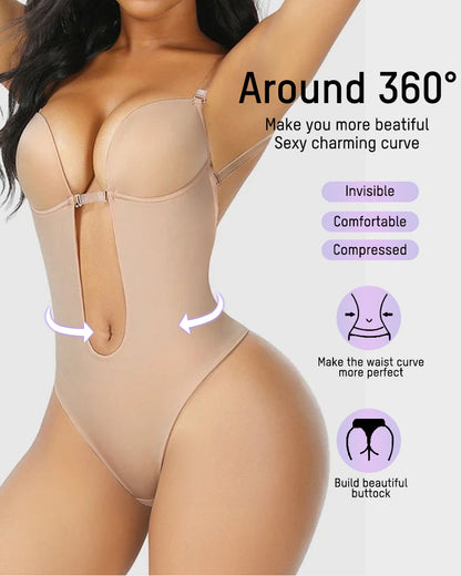 Strapless U Plunge Thong Bodysuit