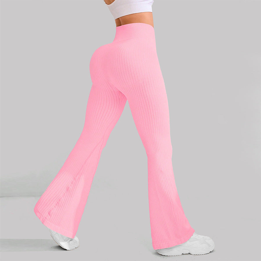 High Waisted Threaded Horn Yoga Pants, Hip Lifting Fitness Pants