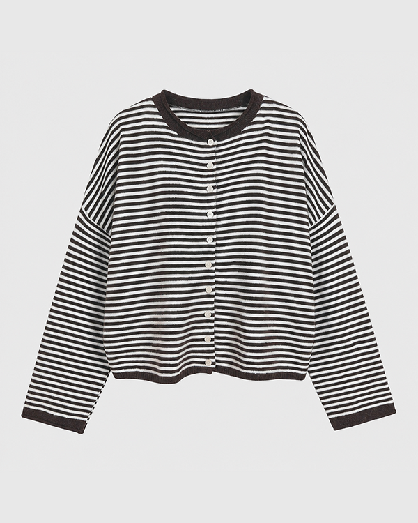 Women's Striped Cardigan Knit Long Sleeve Casual Fall Winter