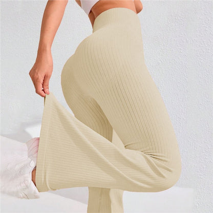 High Waisted Threaded Horn Yoga Pants, Hip Lifting Fitness Pants