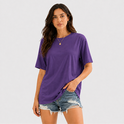 Women's Short Sleeve T Shirt Solid Color Round Neck Casual Tee